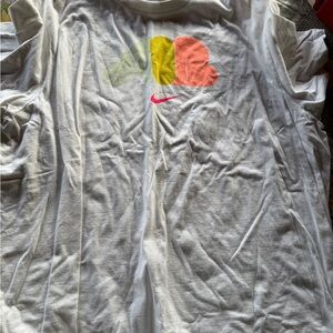 Nike Kids White Tee with Multicolor Heart Design